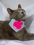 Pink Bunny Kedi Bandana, Fular, Kedi Kıyafeti Kedi Elbisesi, Kedi Tasması