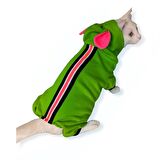 Shipy Pink Stripe Kulaklı Kedi Tulumu,Kıyafeti