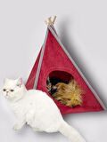 Tepee Five Kedi Evi, Kedi Barınağı, Kedi Çadırı, Minderli Kedi Yatağı