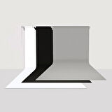 GDX Sabit Kumaş Beyaz - Siyah - Gri 3'lü Fon Perde Seti 2.70x5.80 Metre - Tavan ve Duvar İçin