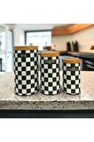 UCR Home Dama Desenli Vakumlu Metal Kavanoz Seti