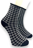 CİHO SOCKS Premium 5 Çift Bambu Kadın Dikişsiz Kareli Lastiksiz Roll Top İz Bırakmaz Soket Çorap
