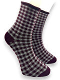 CİHO SOCKS Premium 5 Çift Bambu Kadın Dikişsiz Kareli Lastiksiz Roll Top İz Bırakmaz Soket Çorap