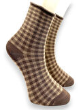 CİHO SOCKS Premium 5 Çift Bambu Kadın Dikişsiz Kareli Lastiksiz Roll Top İz Bırakmaz Soket Çorap