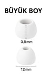 1 Çift 2 Adet Kulaklık Silikonu Samsung Uyumlu Büyük 12mm Beyaz