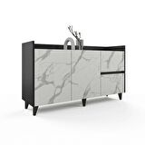 Senta Konsol - Çekmeceli - Kapaklı - Siyah - Calacatta