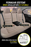Hyundai HD65  Uyumlu 5 KOLTUK TAM SET Zebra Extra Bej TAY TÜYÜ OTO KOLTUK KILIFI