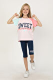 KIZ ÇOCUK SWEET BASKILI REGLAN KOL TAYTLI TAKIM - 23400