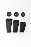 Plastik Köşeli Konik Mobilya & Koltuk Ayağı Mat Siyah 12cm. (4 Adet)