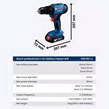 BOSCH Gsb 183 Li 2 Ah Çift Bataryalı Darbeli Akülü Vidalama ve Bosch 54 Parça Aksesuar Seti