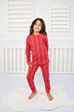 Çiçek Desenli Pijama Takımı Kırmızı 3-7