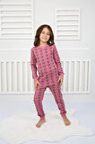 Çiçek Desenli Pijama Takımı Pembe 3-7
