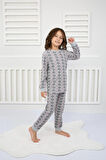Çiçek Desenli Pijama Takımı Gri 3-7