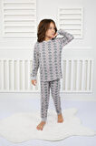 Çiçek Desenli Pijama Takımı Gri 3-7