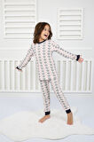 Çiçek Desenli Pijama Takımı Beyaz 3-7