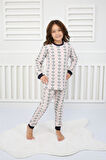 Çiçek Desenli Pijama Takımı Beyaz 3-7