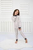 Çiçek Desenli Pijama Takımı Beyaz 3-7