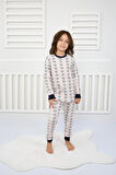 Çiçek Desenli Pijama Takımı Beyaz 3-7