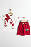 Mickey Mouse Baskılı T-Shirt ve Şort Takımı Kırmızı 3-10