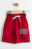 Mickey Mouse Baskılı T-Shirt ve Şort Takımı Kırmızı 3-10