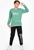 Believe in Yourself Baskılı Sweatshirt ve Eşofman Takımı Yeşil 5-14