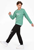 Believe in Yourself Baskılı Sweatshirt ve Eşofman Takımı Yeşil 5-14