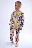 Erkek Çocuk Sonic Desenli Pijama Takımı - Bej
