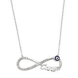 KENPAZAR 925 Ayar Gümüş Nazarlı Sonsuzluk Canım Kadın Gümüş Kolye