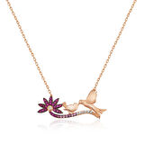 KENPAZAR 925 Ayar ​Gümüş Rose Anne Ve Yavru Kuş Kadın Gümüş Kolye