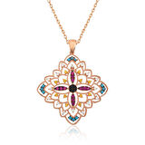 KENPAZAR 925 Ayar Gümüş Rose Etnik Desenli Madalyon Kolye