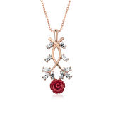 KENPAZAR ​925 Ayar Gümüş Rose Kırmızı Gül Gümüş Kolye