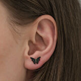 KENPAZAR Gümüş Siyah Kelebek Küpe