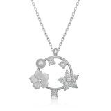 KENPAZAR Gümüş Manolya Çiçeği Yıldız Kadın Kolye