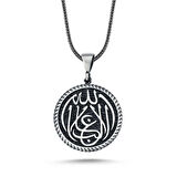 KENPAZAR Gümüş La Galiba İllallah Yazılı Gümüş Kolye