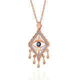 KENPAZAR 925 Ayar Gümüş Rose Nazarlı Göz Kolye