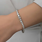 KENPAZAR Gümüş Süzme Beyaz Taşlı Su Yolu Kadın Bileklik