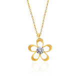KENPAZAR ​925 Ayar Gümüş Gold Zirkon Taşlı Çiçek Kadın Kolye