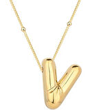 KENPAZAR 925 Ayar Gümüş Gold Balon V Harfi Kadın Kolye