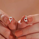 KENPAZAR Gümüş Kalpli Kuş Çocuk Küpesi