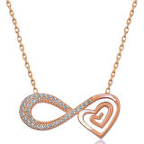 KENPAZAR Gümüş Rose Kalpli Sonsuzluk Kadın Kolye