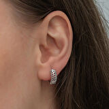 KENPAZAR Gümüş Petek Desenli Halka Kadın Küpe