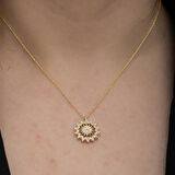 KENPAZAR Gümüş Gold Güneş Kadın Kolye