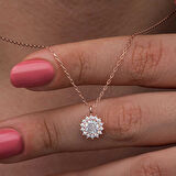 KENPAZAR 925 Ayar Gümüş Rose Minimal Yuvarlak Anturaj Kadın Kolye