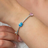 KENPAZAR Gümüş Mix Taşlı Oval Su Yolu Kadın Bileklik