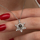 KENPAZAR Gümüş 100 Dilde Seni Seviyorum Kar Tanesi Kadın Kolye