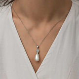 KENPAZAR Gümüş Damla İnci Kadın Kolye