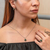 KENPAZAR Gümüş Yeşil Çiçek Desenli Otantik Kadın Set