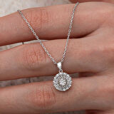 KENPAZAR Gümüş Zirkon Taşlı Yuvarlak Kadın Kolye