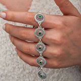 KENPAZAR Gümüş Telkari Zümrüt Taşlı Kadın Bileklik