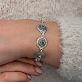 KENPAZAR Gümüş Telkari Zümrüt Taşlı Kadın Bileklik